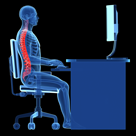 Images showing the human spine when seated at a desk.